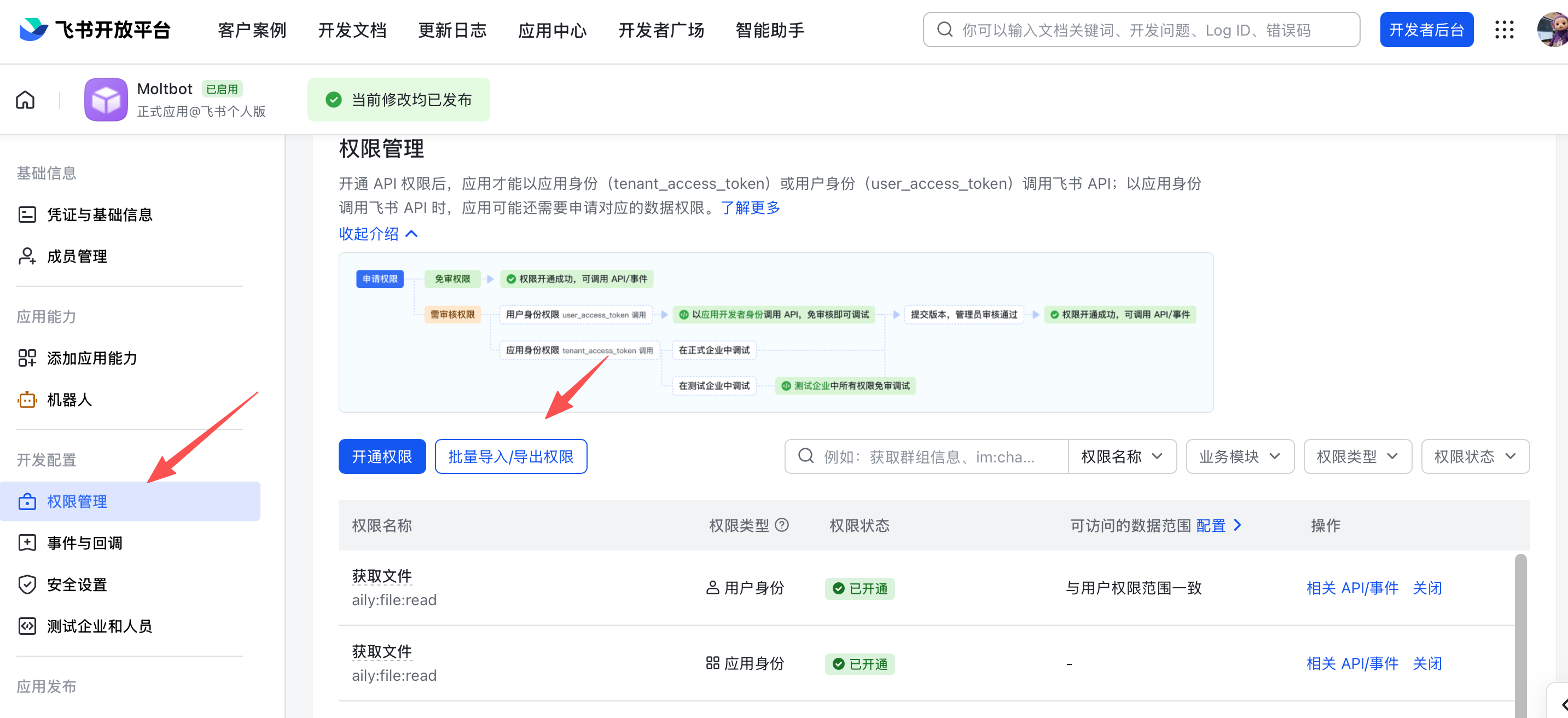 権限を設定
